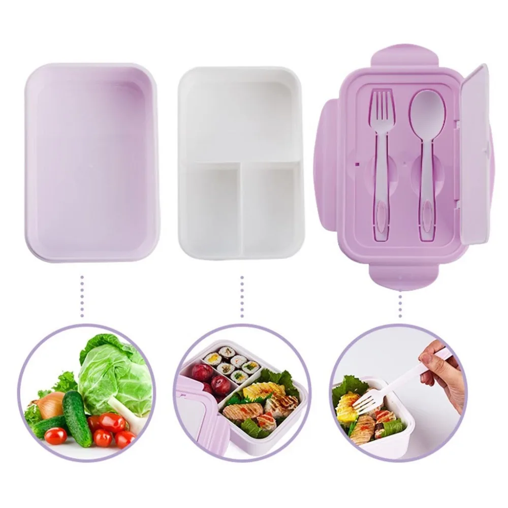 Bento box(крышка лист с узором) японский bento box с отсеком посуда пластиковый контейнер для микроволновой печи FD