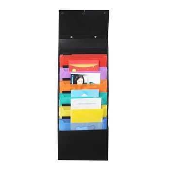 

A4 & 6 Pockets Multi-functional Hanging File Folder Holder Cascading Wall Organizer with Handle Hanger Hooks Colored Layers