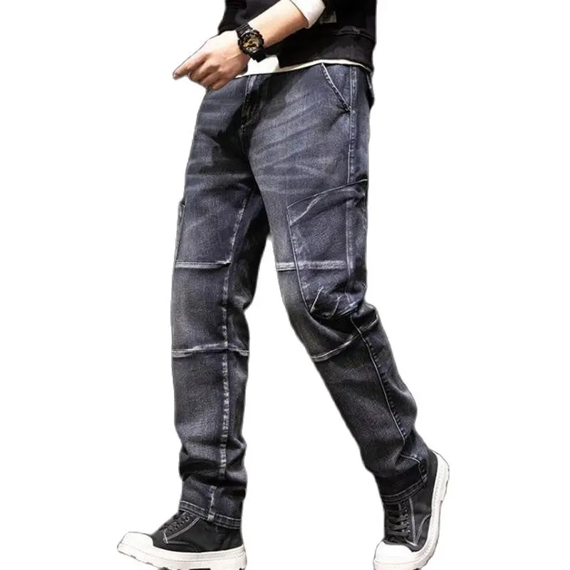 

Mens Clothing Jeans Hip Hop Leisure Denim Pants Elasticity Jean Stitching Men's Clothes Trousers Size 42 44
