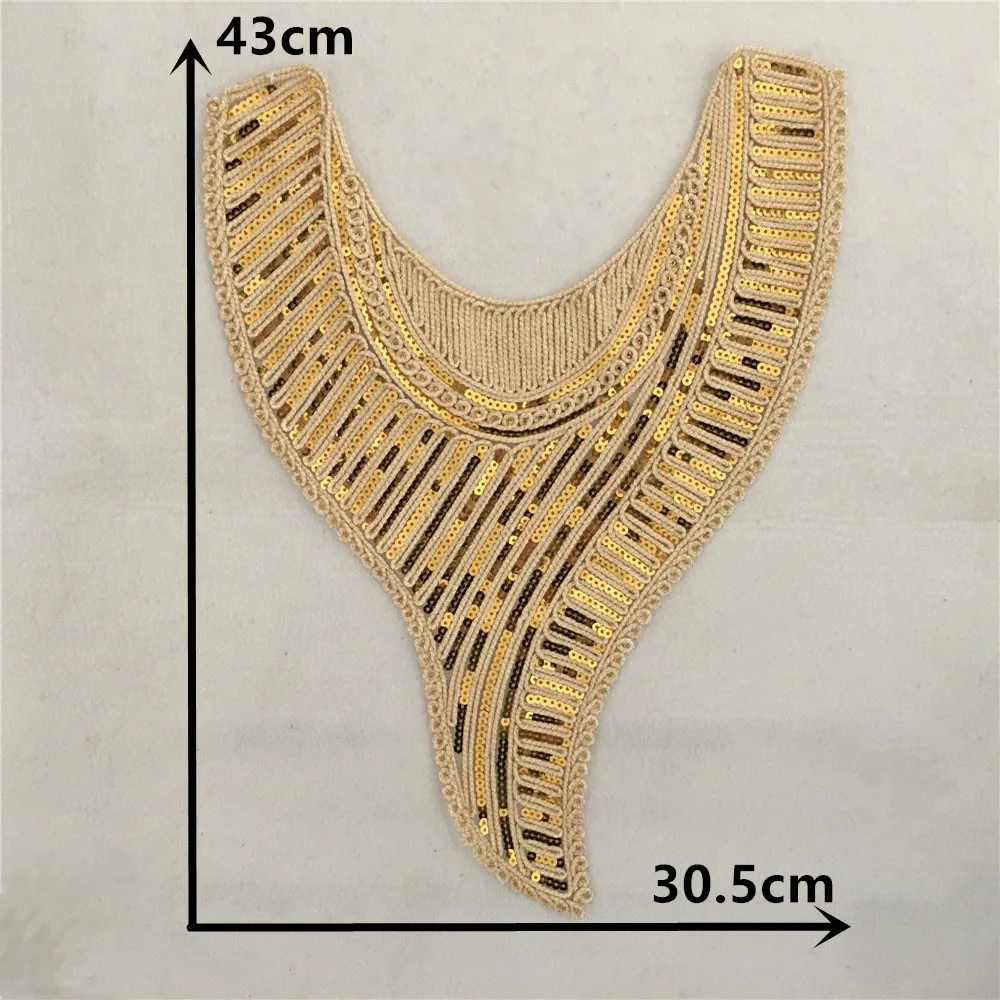 Fashion Lace Collar DIY Lace Fabric Embroidered Sequin Collar Decoration Clothes Neckline Sewing Accessories