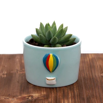 

Succulent Pots Ceramic Succulent Planter and Cactus Pot with Bamboo Tray and Drainage Hole for Home and Office
