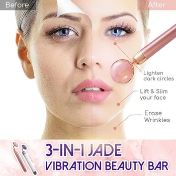 

Facial Massage Roller Three-In-One Vibration Beauty Bar Double Head Jade roller massage Face Relaxation Slimming Health Care#127