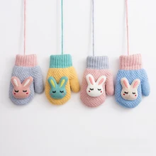 Sheng Qi/ г. Зимние новые стильные вязаные милые шнур с изображением кролика, бархатные детские перчатки Bao Nuan Bao, прямые поставки от производителя