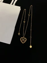 

2021 Trend Hot Heart Shaped Diamond Inlaid Hollow Necklace Banquet Birthday Versatile Daily Wear Brass Fashion Jewelry