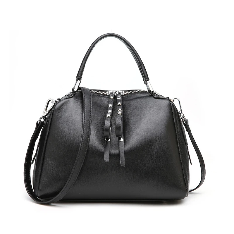 

Handbag women boston shoulder bag crossbody bag vintage fashion casual genuine leather large capacity high quality design 2019