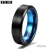 Somen Tungsten Carbide Ring 4/6mm Black Brushed Man Rings Blue Inside Wedding Band Cool Ring Classic Couple Engagement Rings 1