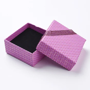 

12pcs Square Cardboard Jewelry Gifts Boxes with Ribbon 7.4x7.4x3.5cm For Gifts Storage Display Storage Jewelry Box