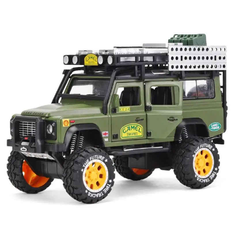 Зеленый 1/28 Diecasts& Toy транспортные средства Кубок с верблюдом Defender модель автомобиля со звуком и светом коллекционная машинка игрушки для детей подарок brinquedos - Цвет: Зеленый