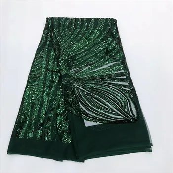 

Sequins Design 2019 French African Mesh Lace Fabric High Quality Sequined Nigeria Embroidery Net Wedding Laces For Bride Dresses