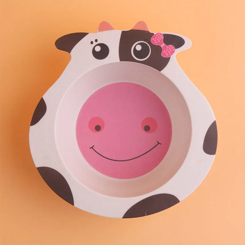 Tigela de Alimentação de Bambu do Bebê Livre Pratos Garfo Colher Copo 5 Pçs Louça Conjunto Fad Crianças Talheres Separação Placa Alimentação Bpa 45 Mamãe e Bebê