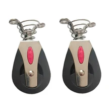 

2Pcs Boat 1500Lbs Load Sheave Block Head Single Pulley Swivel Knob Bearing Pulley Rope Clamp with Black Nylon Wheel Accessories