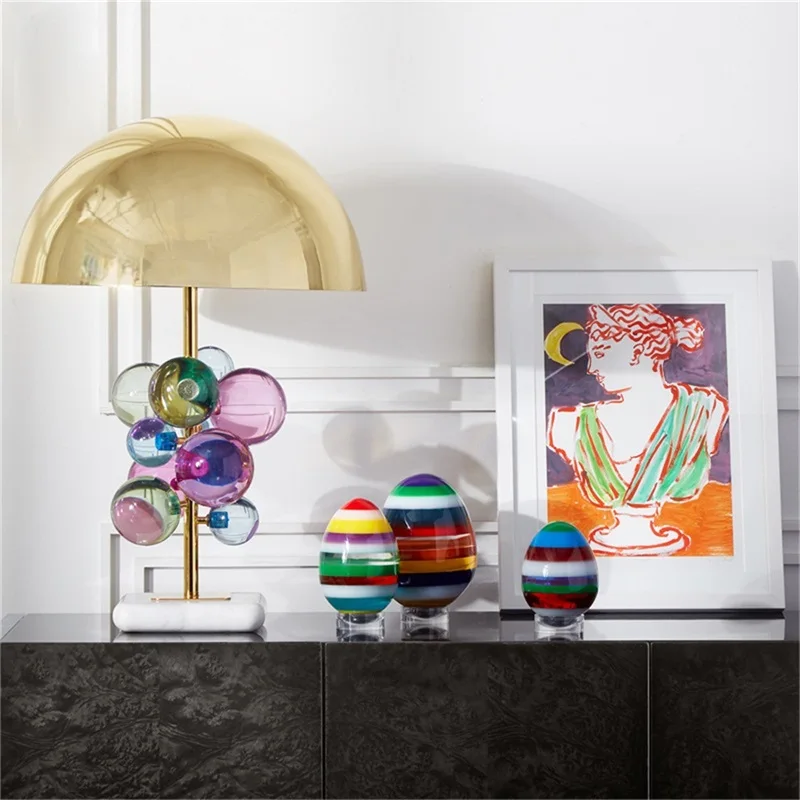 

OUFULA Modern Table Lamp Crystal LED Desk Light Marble Base Creative Design Decorative for Home Bedroom Living Room Office