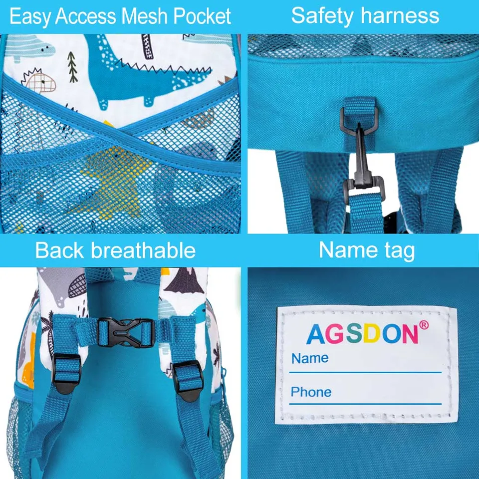 VIGTRO Toddler Backpack With Safety Leash - Lightweight Waterproof Schoolbag For Kids 2-6 Years, 13 Inch