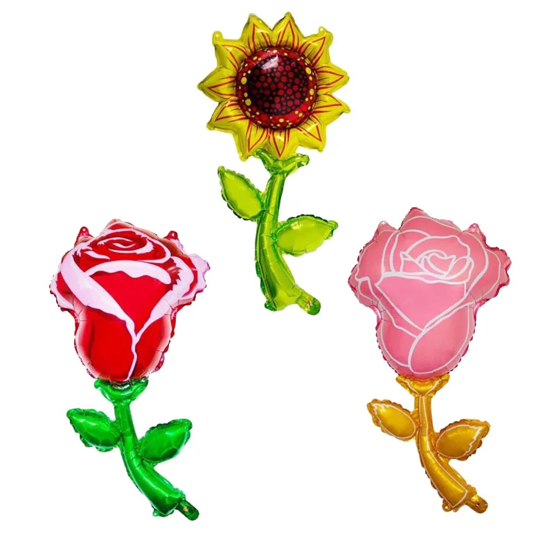 

20pcs/lot Pink Rose Flower Foil Balloons Birthday Party Wedding Decorations Garden Party Suplies Sun Flower Air Globos Kids Toys