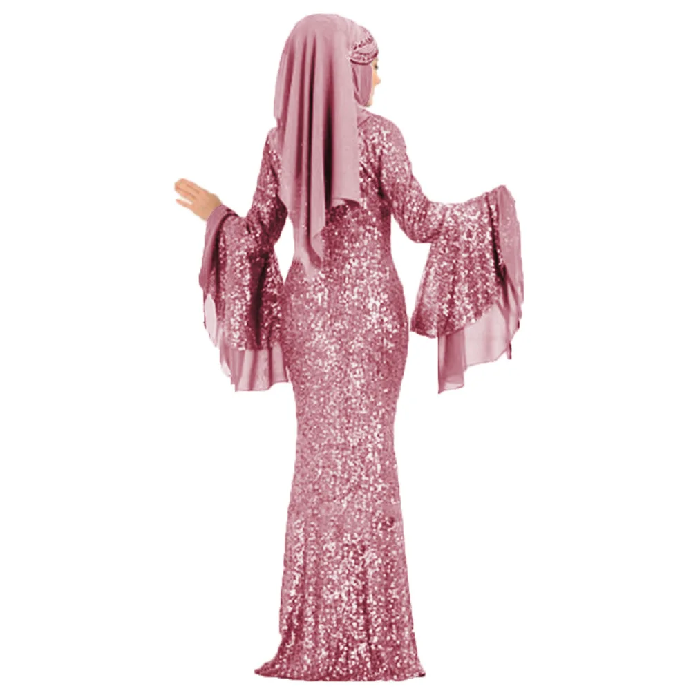 Платья русалки с блестками и рукавом-бабочкой для женщин, мусульманский рыбий хвост, макси, вечерние платья, женские облегающие, Дубай, Арабский исламский, одежда