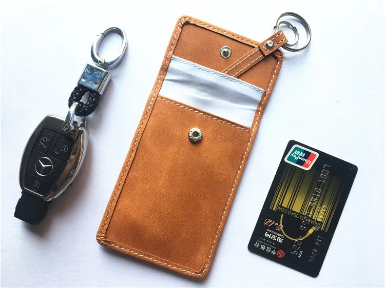 Чехол для ключей из натуральной кожи автомобиля RFID блокировщик сигналов брелок