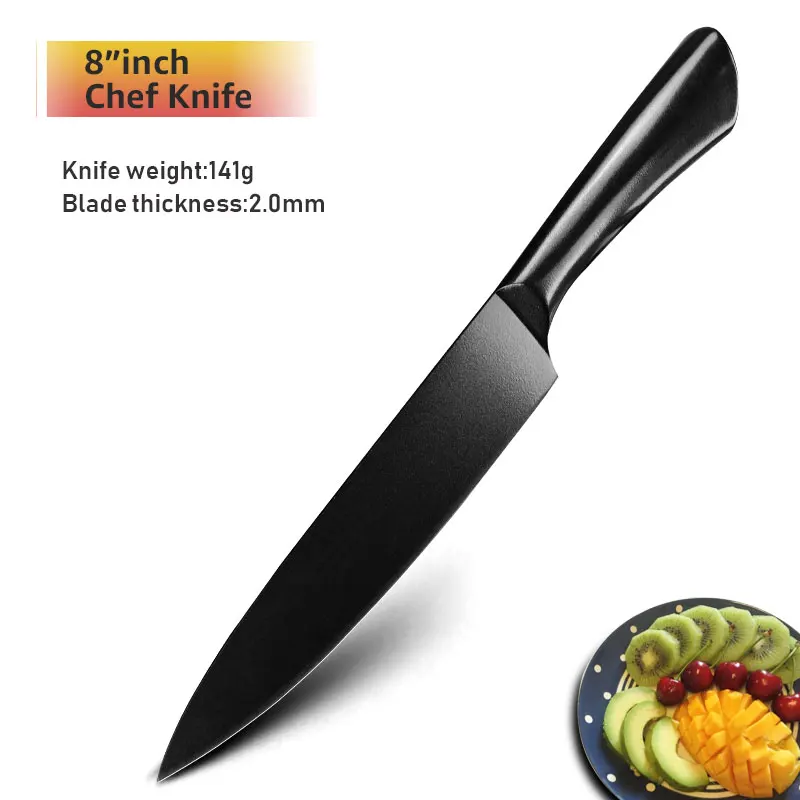 8 in CHEF Knife Нож из нержавеющей стали, кухонный нож с антипригарным покрытием, черный-OXIDETM X50CRMOV15, универсальный нож, нож для шеф-повара, нож - Цвет: 8 in CHEF Knife