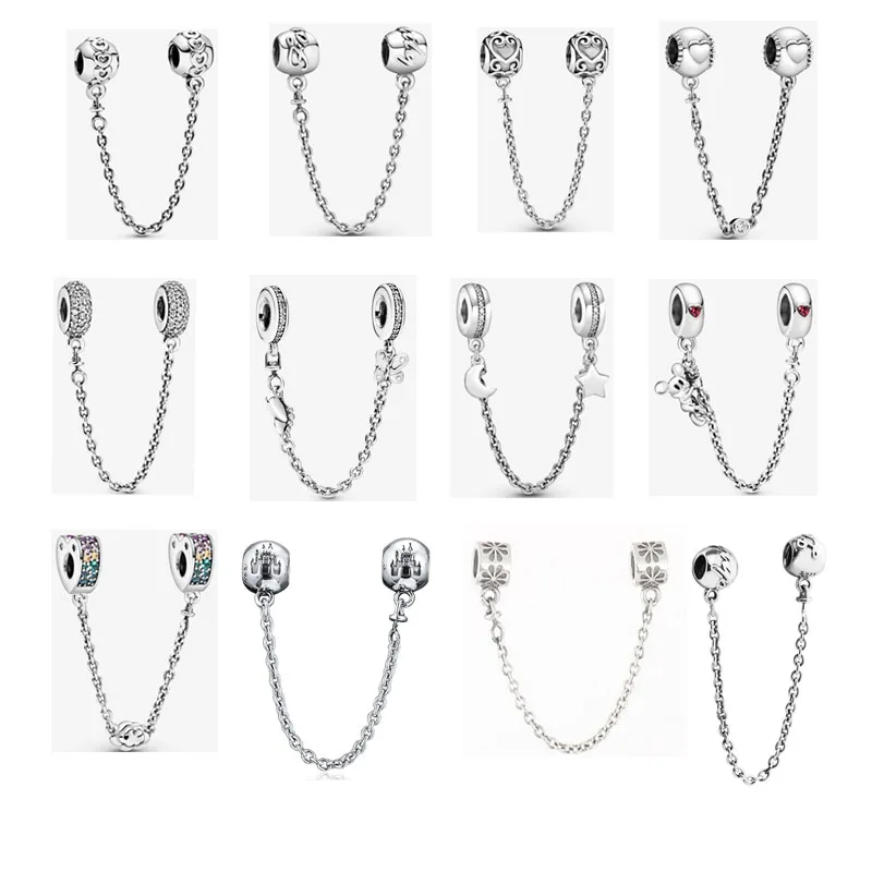 

Safety Chain Beads 100% 925 Sterling Silver Charm for Jewelry Making Fit Charms Bracelets DIY free shipping