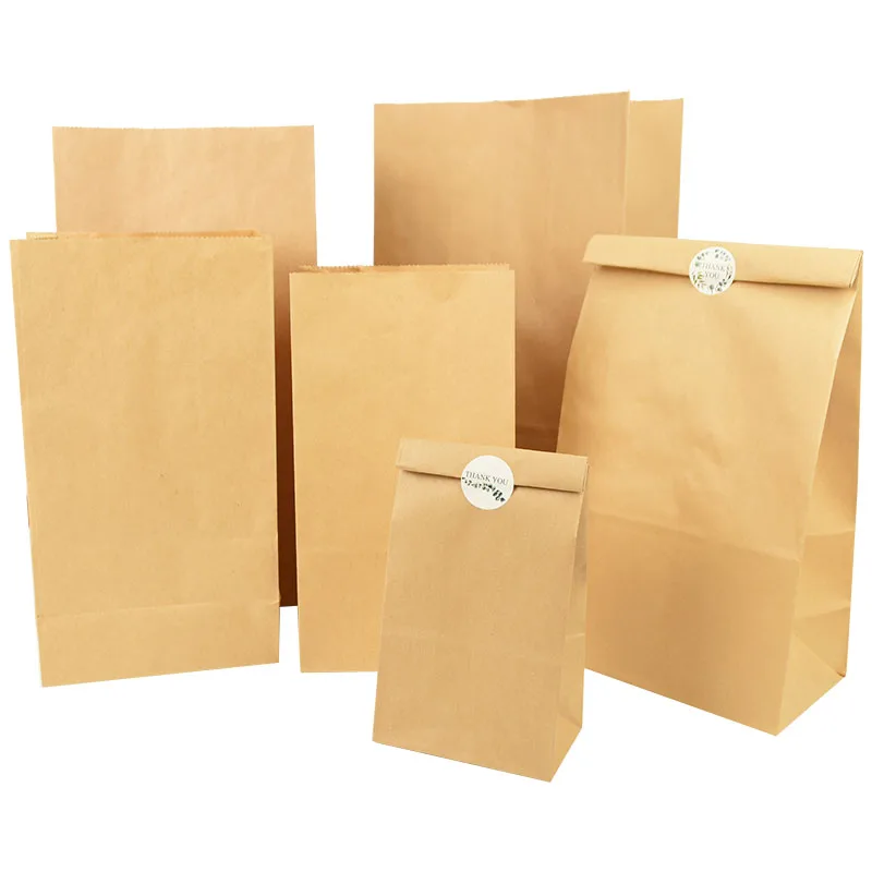 10 Stück braune Kraftpapiertüte für Lebensmittel und Gemüse, Einkaufstasche, Süßigkeiten-Paket, Kraft-Lunch-Tasche, Brot, Kekse, Snacks, Lebensmittel zum Mitnehmen – Detail 3