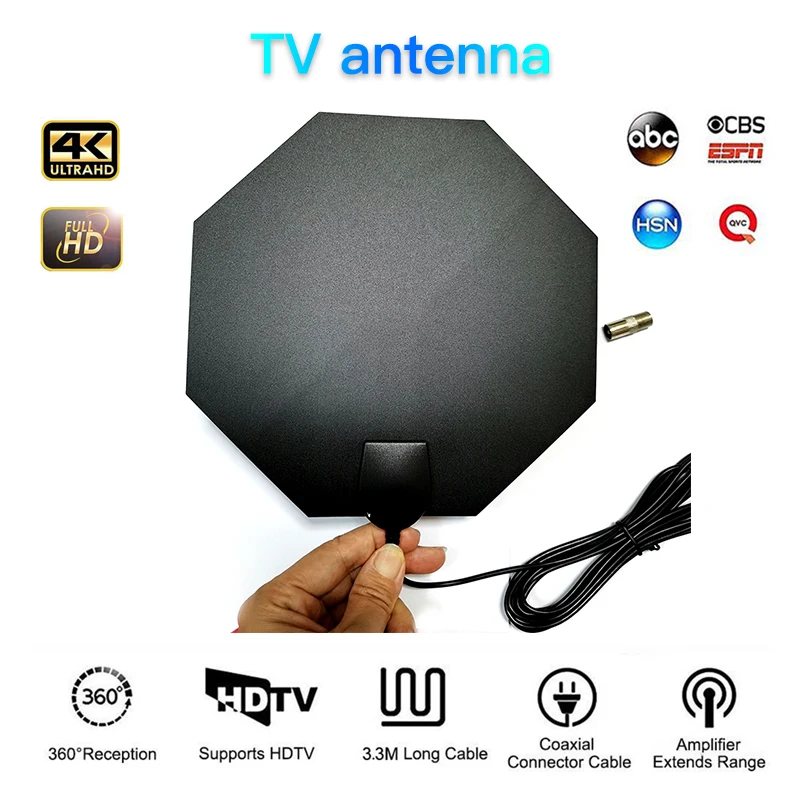 DIY ТВ антенны цифровой HDTV антенна Приемник Крытый 1000 миль 28 дБ с усилителем 3 м