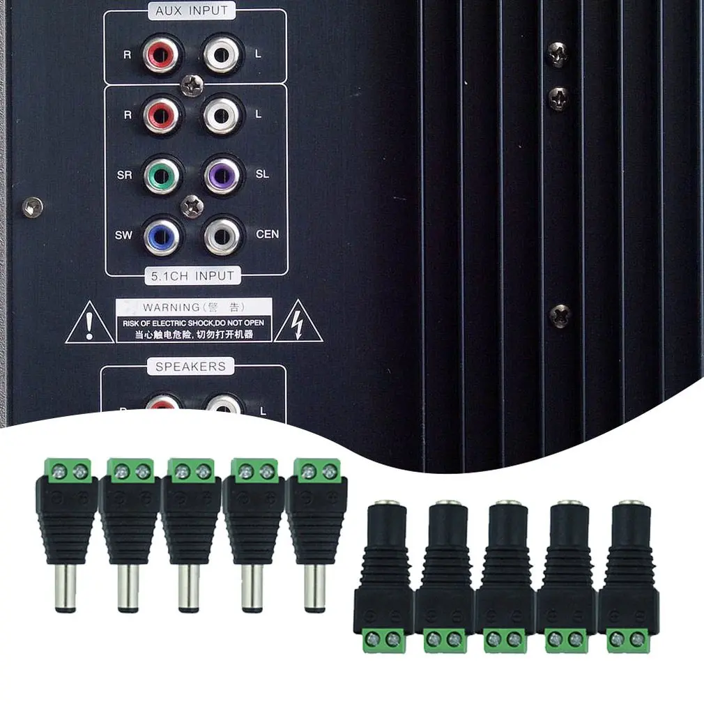 10 pair(20pcs) Coax Cat5 To Bnc DC Power Male jack plug DC female Connector plug adapter Av BNC UTP for CCTV Camera Video Balun
