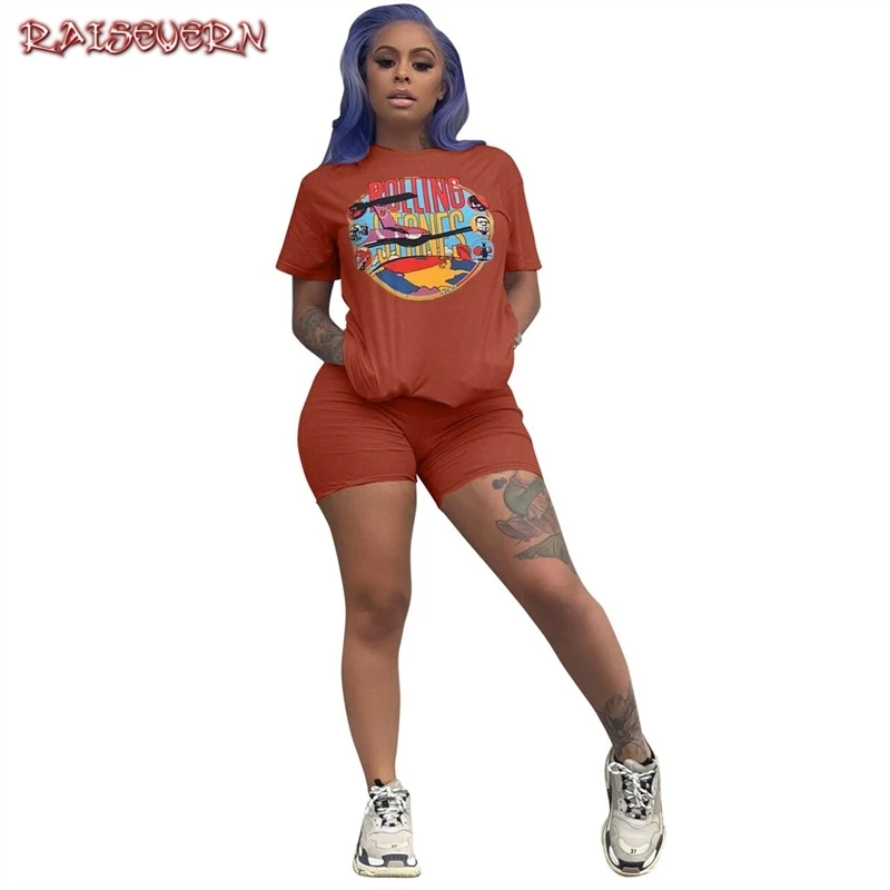 Letters Print Women Short Two Piece Set Top Shorts Set Summer Tracksuit Streetwear Sweat Suit Women Set Casual 2 Pieces Outfits