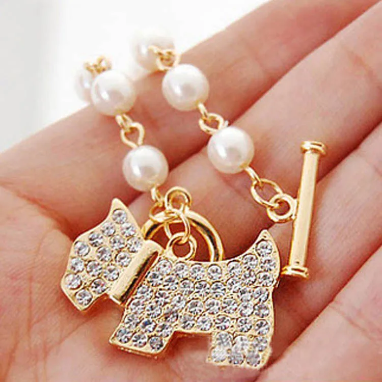 

Korean version of dog Bracelet love Pearl Crystal Charm Bracelet women's Bohemian tassels bracelet jewelry wholesale
