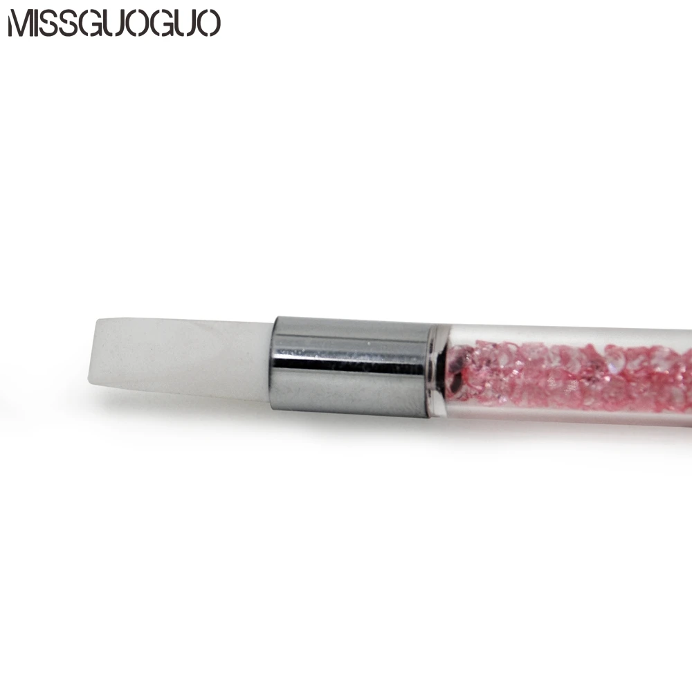 Силиконовая щетка Missguoguo с двойной головкой, 2 способа, розовая ручка карандаш для нанесения страз, Профессиональный Маникюрный Инструмент для УФ-геля, кисть для ногтей