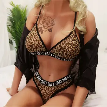 

Women Sexy Lace Porno Lingerie Set Charm Leopard Print Seamless Bralette Push Up Bra Brief Sets Female Underwear Suits Outfits