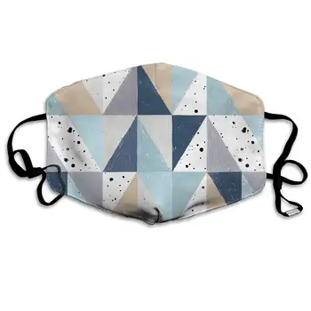 

Triangles Art Washable Reusable Mask, Cotton Anti Dust Half Face Mouth Mask For Kids Teens Men Women With Adjustable Ear Loops