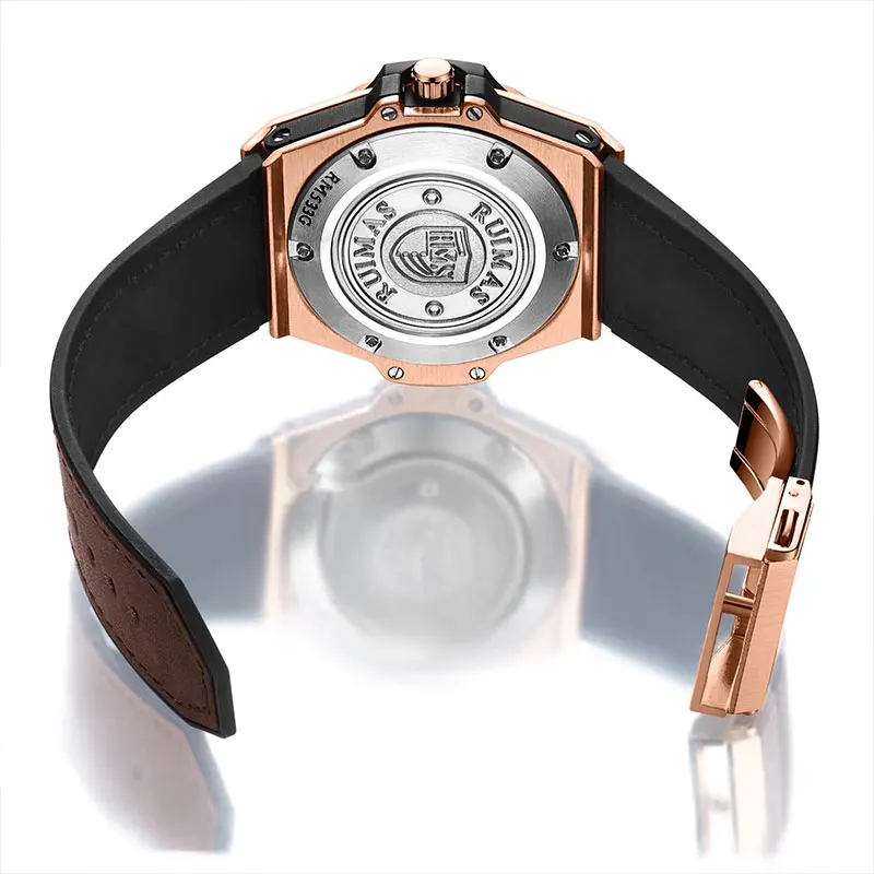 RUIMAS Лидирующий бренд мужские повседневные наручные часы мужские спортивные водонепроницаемые кварцевые часы модные военные кожаные часы с хронографом Montre Homme
