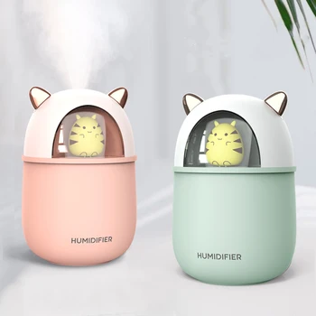 

USB Humidifier Cute Cat Air Diffuser Cool Mist Maker Mini Humidificator With Romantic Color Led Lights For Home Office