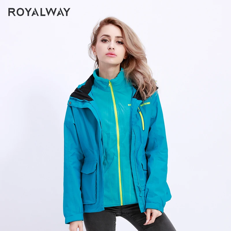 Женская ветровка и съемная флисовая подкладка ROYALWAY ветрозащитная теплая куртка