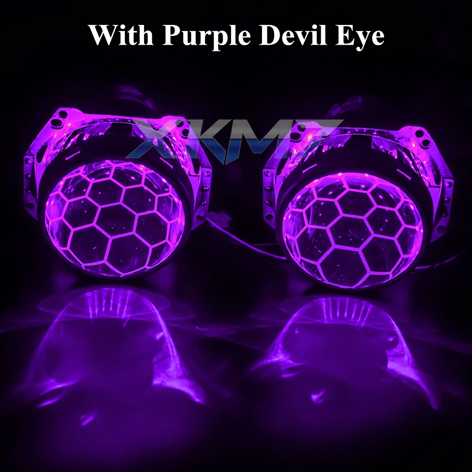 With Purple Devil Для Hella 3R G5 5 фары линзы Honeycomb HID проектор D1 D2 D3 D4 Bi-xenon 3,0 травление линзы тюнинг аксессуары футбольный стиль - Цвет: With Purple Devil