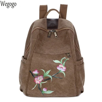 

2020 Vintage Women Backpack Floral Hand-painted Travel Backpacks Canvas Shoulder Bag Schoolbag Woman Rucksack Mochila