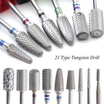 

1pcs Carbide Tungsten Milling Cutter Burrs Electric Nail Drill Bit 21 Types Cuticle Polishing Tools for Manicure Drill TR01-21