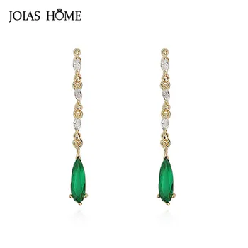 

JoiasHome Vintage Emerald Earrings for Women Water Drop Shaped Silver 925 Jewelry with Gemstones Delicate Anniversary Ear drops