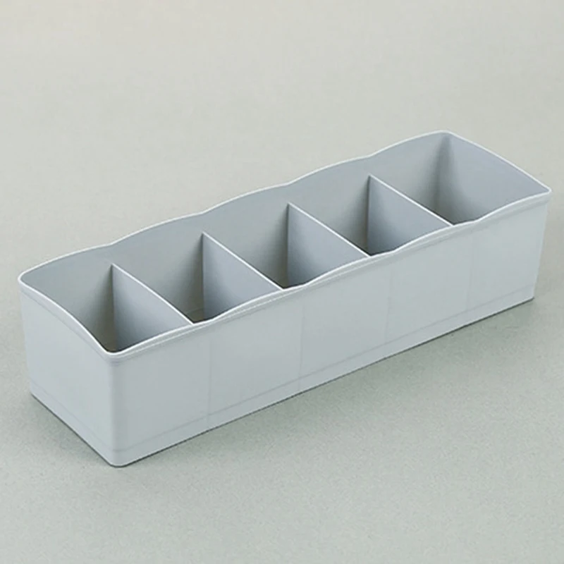 High Quality Durable 5 Cells Plastic Organizer Storage Box Tie Bra Socks Drawer Cosmetic Divider Tidy Dropshipping 26.5*8.5*7cm - Цвет: GY