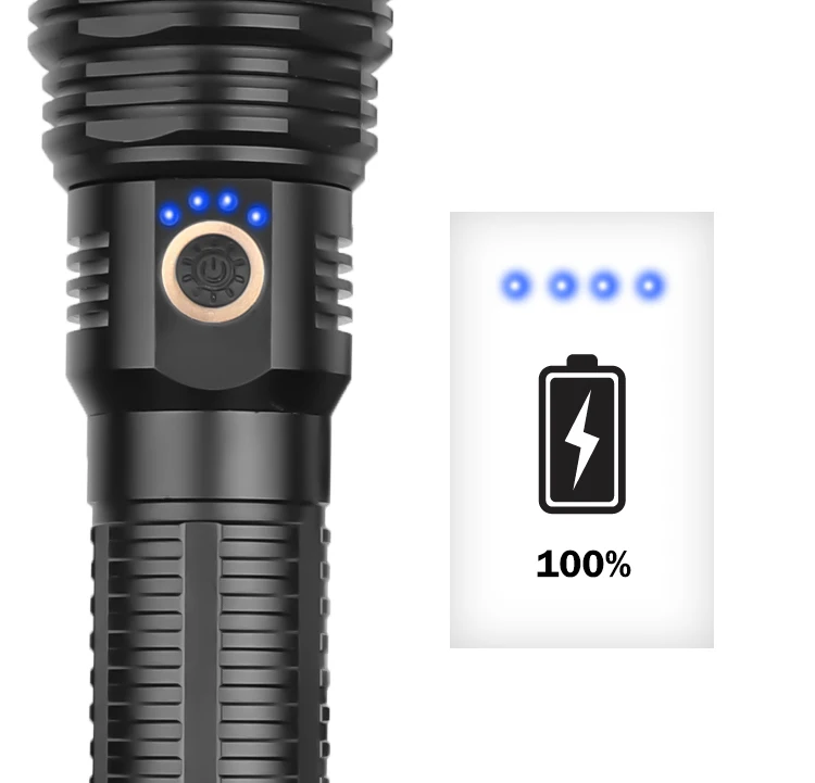 Супер мощный светодиодный фонарик с подзарядкой от USB XHP70 светодиодный фонарь Водонепроницаемый фонарь с зумом с батареей 18650 26650