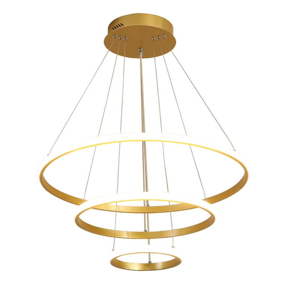 Modern Led Gold Ring Chandelier Lighting With Remote Round Ceiling Pendant  Light Dimmable Acrylic Lamp For Living Room Bedroom - Ceiling Lights - 
