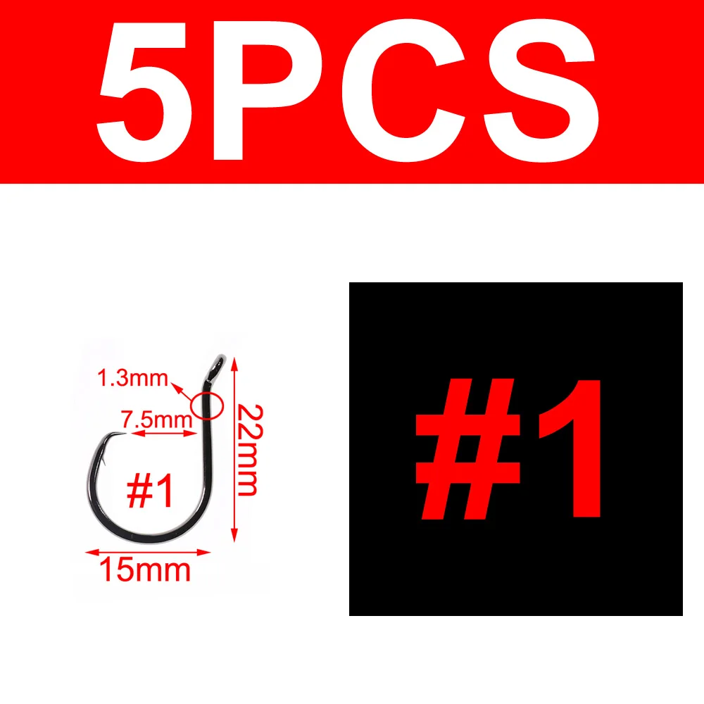 5pcs 1 Bimoo 5 шт. вверх глаз круговой крюк для Catfishing морской ловля сома Rig рыболовные крючки Размер 1#~ 9/0 - Цвет: 5pcs 1