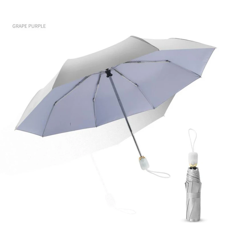Солнцезащитный Зонт от дождя Для женщин Титан серебряные анти-УФ мини дети Портативный 3-складной Зонт с защитой от ветра UPF50