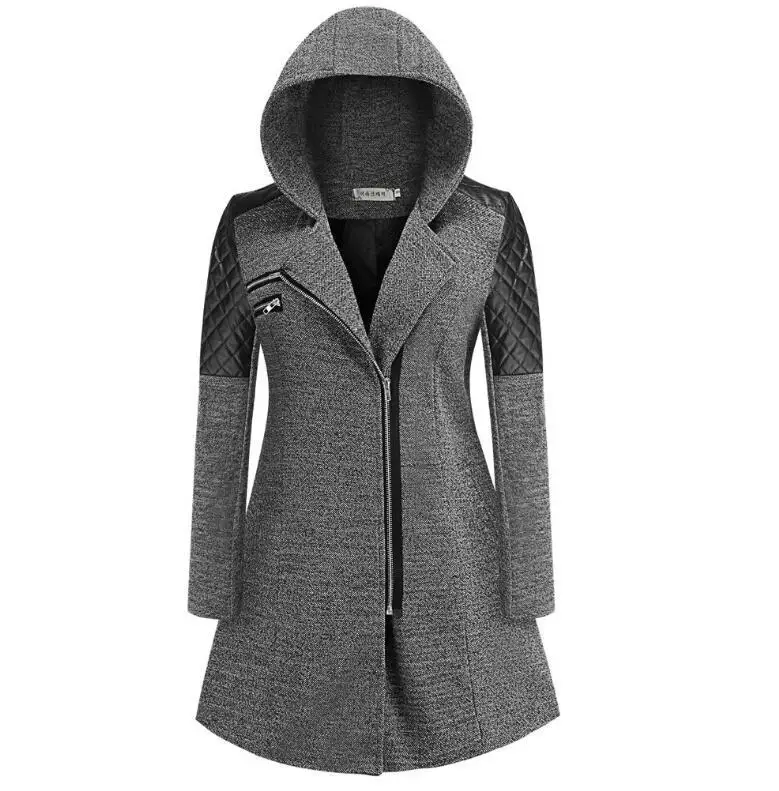 AliExpress EBay осень и зима стиль косая молния с капюшоном шерстяное пальто поставка товаров
