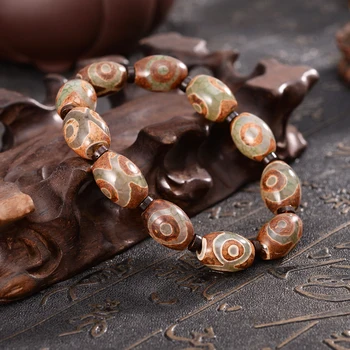 

Retro 3 Eyes-dzi Stonestibetan Day-beads Stretch Men Prayer Bracelets Coconut Shell Spacers Beaded Bracelet Strand Bracelets