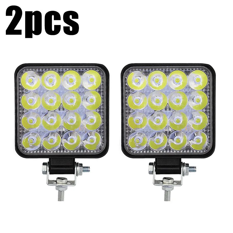 

2pcs MINI 48W 16LED Work Light Flood Beam Bar Car SUV Off-Road Driving Fog Lamps Work Light 1000LM 9-32V DC 6000K
