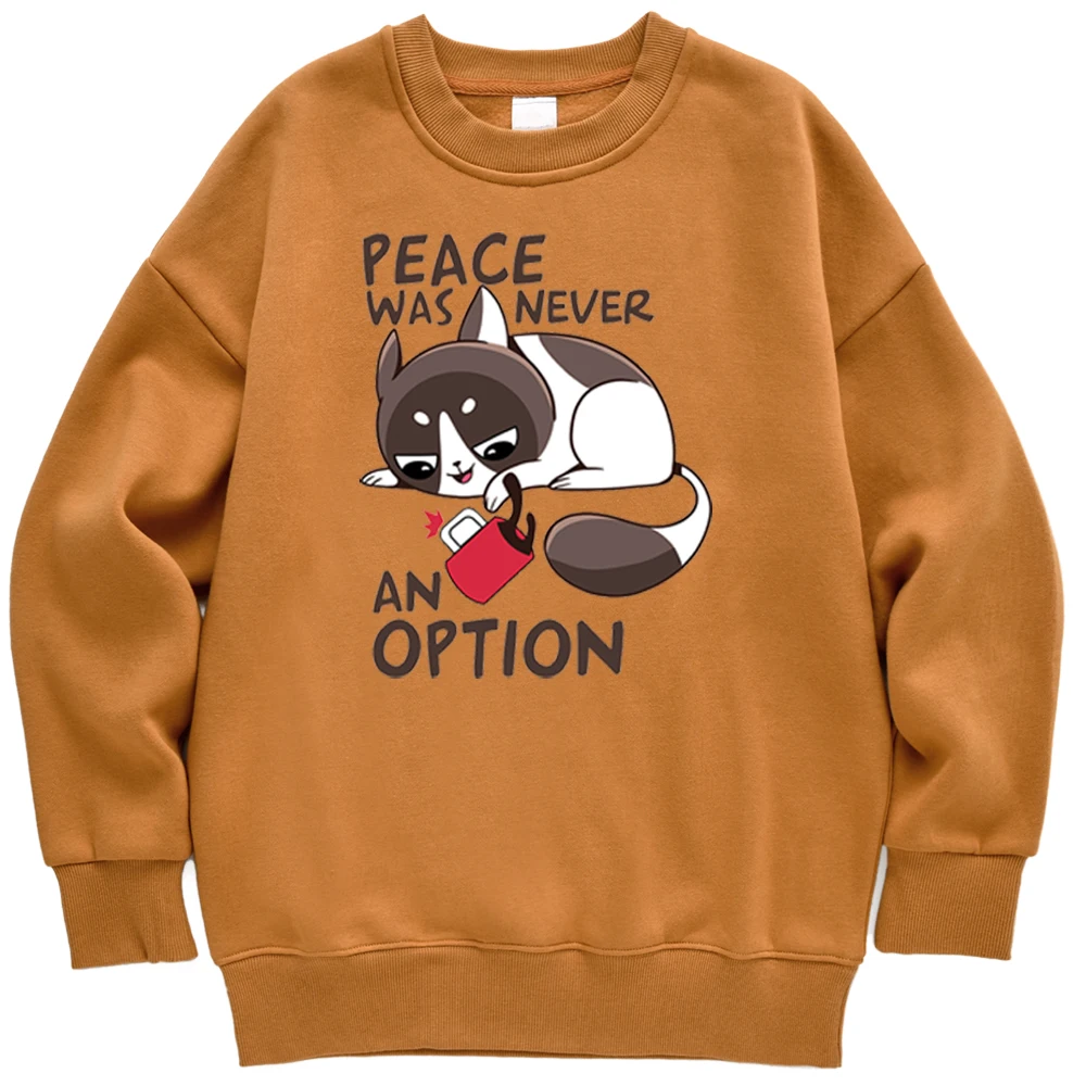 

Peace Was Never An Option Hoodie Sweatshirt Male Harajuku Cat Printed Sweatshirts Men Warm Pullovers Autumn Hip Hop Streetwear