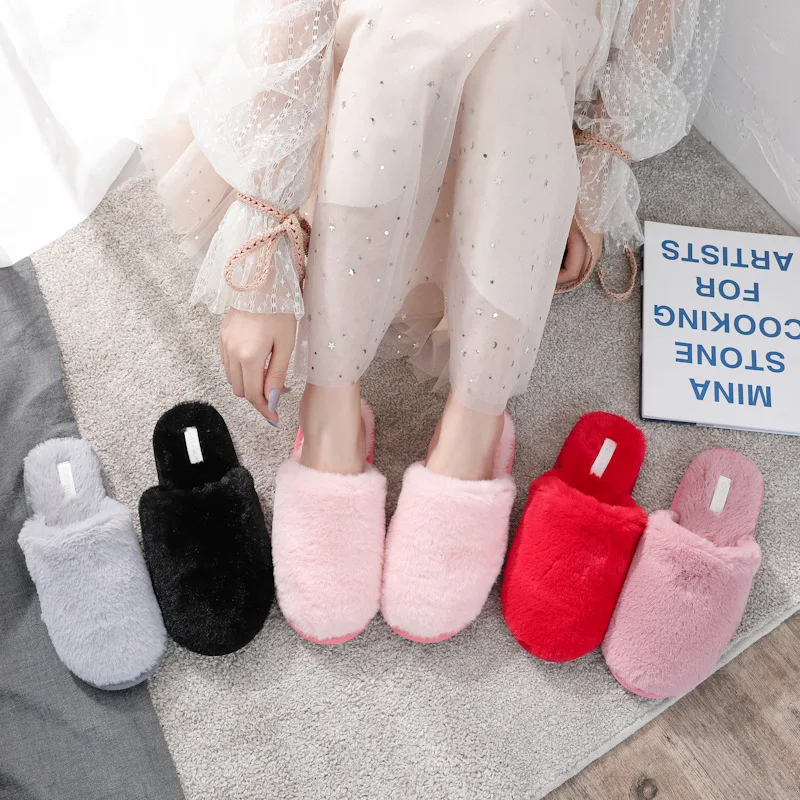 

Hill-Bear 2019 Autumn And Winter New Products Bunny Plush Cotton Slippers Korean-style Soft-Sole Anti-slip Warm Cotton Slippers