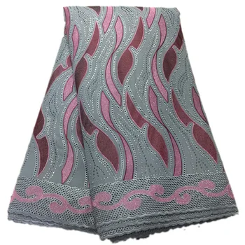 

Swiss Voile Lace for women dresses huge waves pattern with rhinestones PS80 new arrival hollowed out design Cotton Fabric