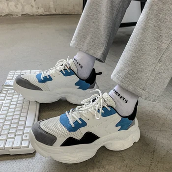 

Men sneakers autumn new fashion casual wild mesh breathable platform shoes for men Casual Shoes zapatos hombre vestir E18-34