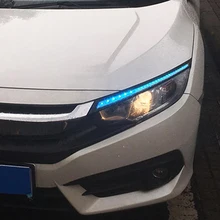 2 шт. для Honda Civic Blink светодиодный светильник на голову для бровей, дневной ходовой светильник, DRL с желтым сигналом